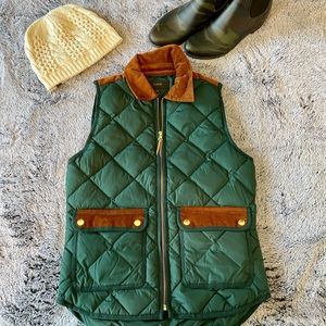 Excursion quilted down vest with Corduroy accents